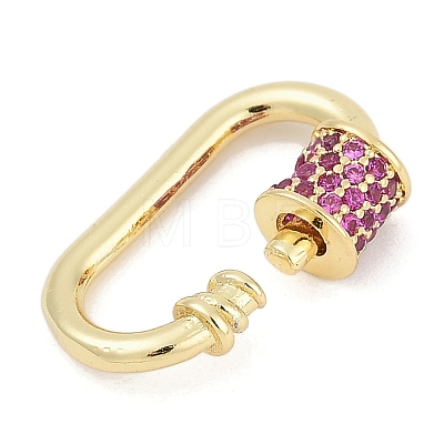 Oval Brass Micro Pave Cubic Zirconia Screw Carabiner Clasps KK-G522-47G-01-1