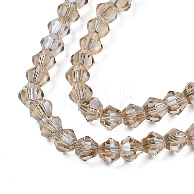 Electroplate Transparent Glass Beads Strands EGLA-Q026-016E-1