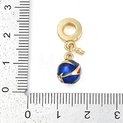 Rack Plating Brass Enamel Sports European Dangle Charms KK-P287-35D-G-1