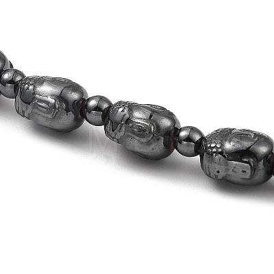 Buddha's Head Synthetic Non-Magnetic Hematite Beaded Necklaces for Women Men NJEW-E097-03-1