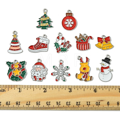 24Pcs 12 Styles Christmas Theme Alloy Enamel Pendants ENAM-FS0002-19G-1