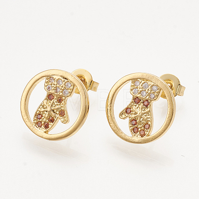 Brass Cubic Zirconia Pendants & Stud Earrings & Adjustable Rings Jewelry Sets SJEW-S043-06-1