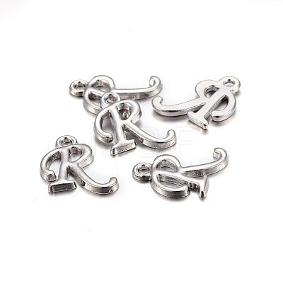 Platinum Plated Alloy Letter Pendants PALLOY-J718-01P-R-1