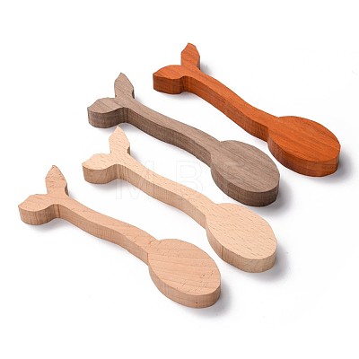 4 Colors Unfinished Wood Carving Spoon DIY-E026-01-1