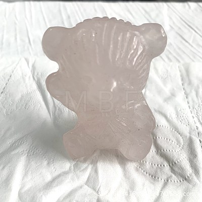 Natural Rose Quartz Carved Healing Bowknot Bear Figurines PW-WG10185-13-1