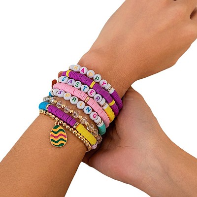 8Pcs 8 Styles Acrylic & CCB Plastic & Polymer Clay Bead Bracelets FS-WG62275-04-1