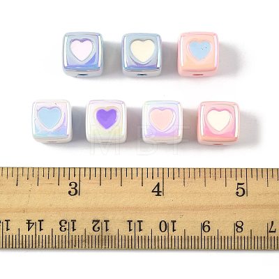 28Pcs 7 Colors Opaque Acrylic Enamel Beads ACRC-FS0001-03-1