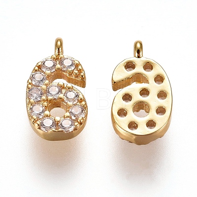 Brass Micro Pave Clear Cubic Zirconia Charms ZIRC-L075-60A-06G-1