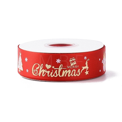 25 Yards Christmas Theme Printed Polyester Ribbon OCOR-C004-04E-1