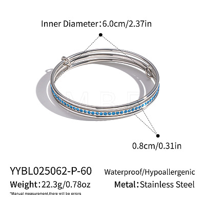 304 Stainless Steel Micro Pave Cubic Zirconia Bangles for Women MA1312-4-1