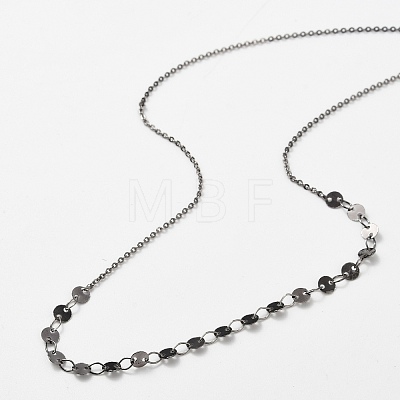 Brass Cable & Flat Sequin Chains Necklaces for Women NJEW-D302-40B-1