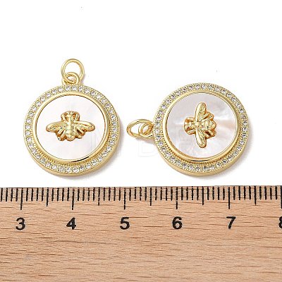 Brass Micro Pave Clear Cubic Zirconia Pendants KK-B083-20G-02-1