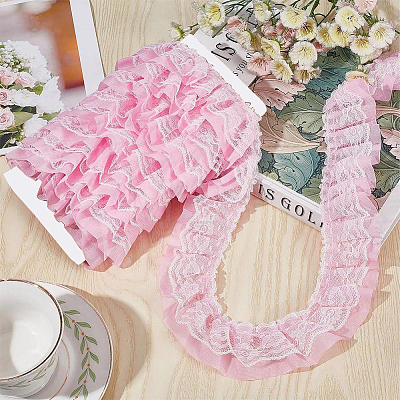 5M Double-Layer Pleated Polyester Chiffon Lace Trim OCOR-GF0006-69B-1