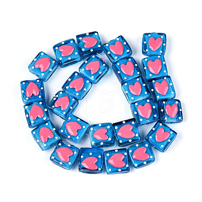 Handmade Spray Painted Lampwork Beads LAMP-N035-02E-1