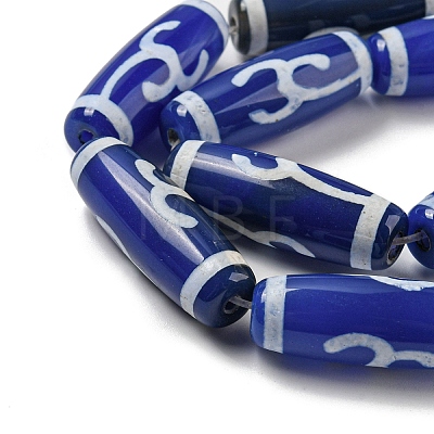 Blue Tibetan Style dZi Beads Strands TDZI-NH0001-B03-01-1