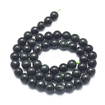 Natura Myanmar Black Jade Beads Strands G-D0001-06-8mm-1