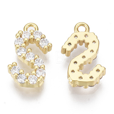 Brass Micro Pave Cubic Zirconia Charms KK-T060-05-S-G-NF-1