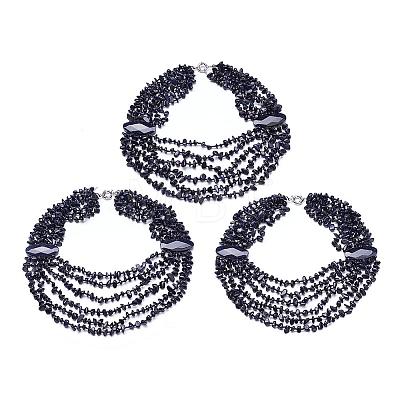 Synthetic Blue Goldstone Multi-strand Necklaces NJEW-G910-15-1