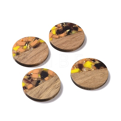 Transparent Resin & Walnut Wood Pendants RESI-N025-045-1