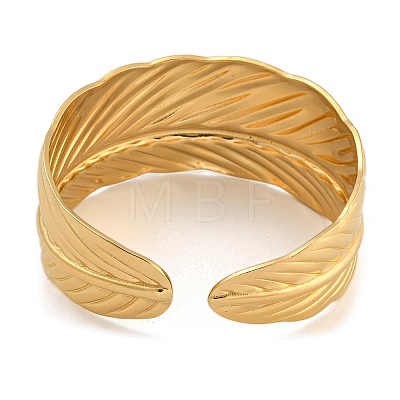 Real 18K Gold Plated 304 Stainless Steel Cuff Bangles BJEW-L695-001G-02-1
