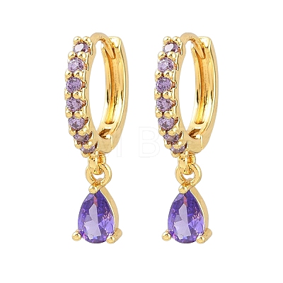 Brass Micro Pave Cubic Zirconia Hoop Dangle Earrings KK-Z166-13G-01-1