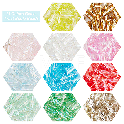   2200Pcs 11 Colors Glass Twist Bugle Beads GLAA-PH0002-67-1