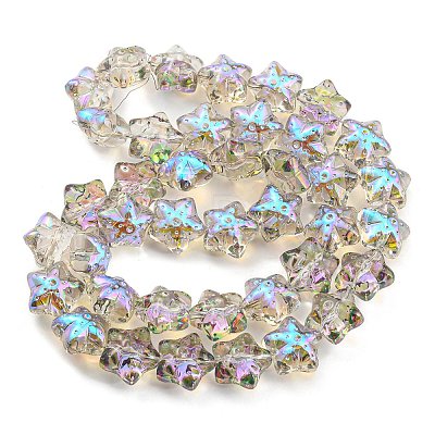 Half Rainbow Plated Electroplate Transparent Glass Beads Strands EGLA-G037-07A-HR03-1