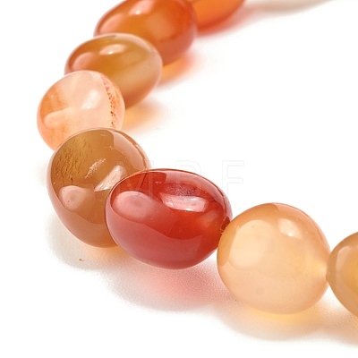 Dyed Natural Carnelian(Dyed) Nuggets Beads Stretch Bracelet BJEW-JB07145-01-1
