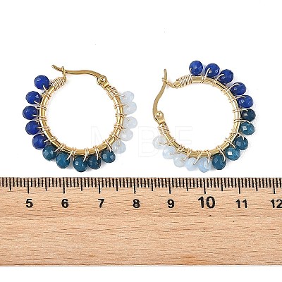 Dyed Natural Malaysia Jade Rondelle Bead & 201 Stainless Steel Hoop Earrings EJEW-JE07415-02-1