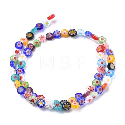 Flat Round Handmade Millefiori Glass Beads X1-LK-R004-55-1
