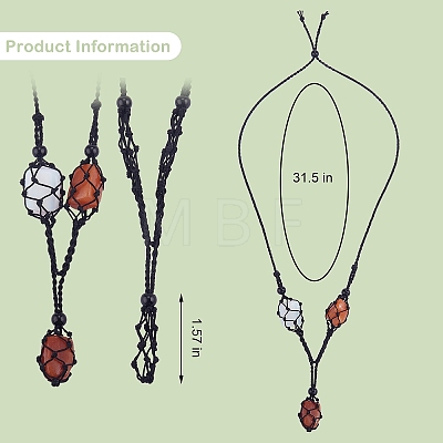 Adjustable Braided Nylon Cord Macrame Pouch Necklace Making NJEW-SW00019-02-1