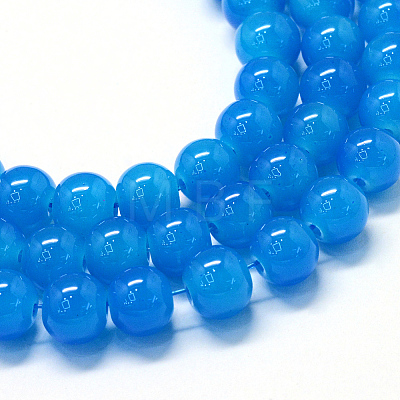 Baking Painted Imitation Jade Glass Round Bead Strands X-DGLA-Q021-10mm-13-1