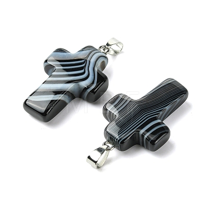 Natural Banded Agate Pendants GG-K002-11G-1