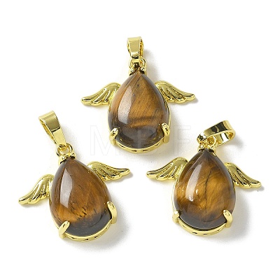 Natural Tiger Eye Pendants KK-F888-01G-27-1