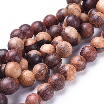 Natural Wood Beads Strands WOOD-F008-04-C-1