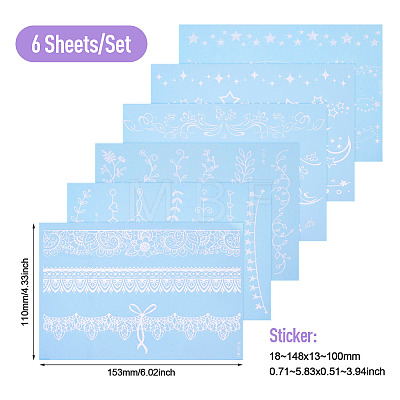 6 Sheets Luminous Paper Tattoo Stickers STIC-TAC0001-007A-1