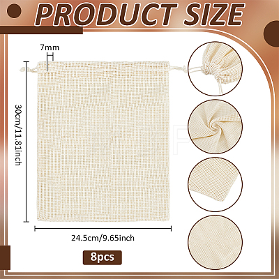 Cotton Mesh Drawstring Bags ABAG-WH0063-133B-1