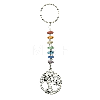 Chakra Natural Lava Rock & Alloy Tree of Life Pendant Keychain KEYC-JKC00644-06-1