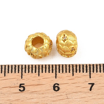 Brass Pave Clear Cubic Zirconia European Beads KK-A292-08MG-1