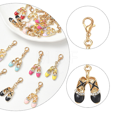 16Pcs 8 Styles Alloy Enamel Pendant Decorations HJEW-YW00540-1
