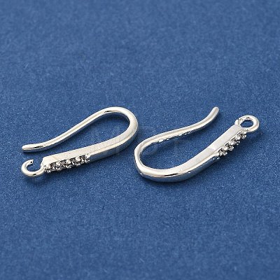 Rack Plating Brass Micro Pave Clear Cubic Zirconia Earring Hooks KK-A231-12S-1