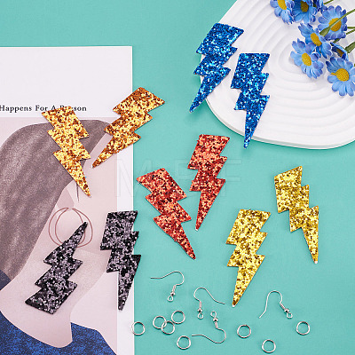 DIY Imitation Leather Lightning Bolt Dangle Earring Making Kits DIY-TA0010-70B-1