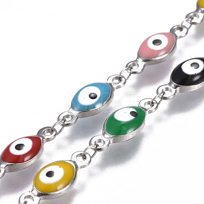 304 Stainless Steel Enamel Chains CHS-P006-08P-B-1