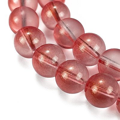 Frosted Transparent Glass Bead Strands GLAA-P065-10mm-06-1