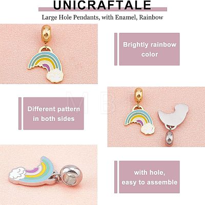 Unicraftale 4Pcs 2 Colors 304 Stainless Steel European Dangle Charms STAS-UN0034-28-1