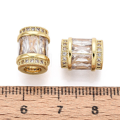 Brass Micro Pave Cubic Zirconia Beads KK-P237-02G-1