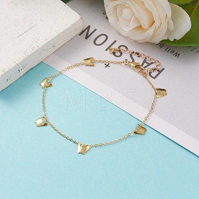 Brass Butterfly Charm Anklets AJEW-AN00362-1