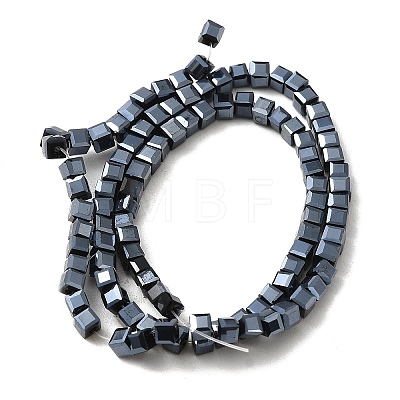 Cube Shaped Black Plated Crystal Glass Beads Strands EGLA-F013-J01-1