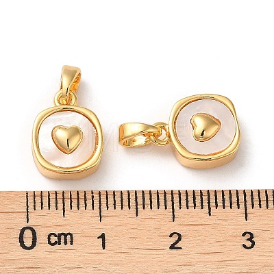 Brass Pave Shell Square Charms KK-P239-12G-1