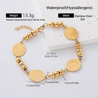 304 Stainless Steel Oval Religion Saint Benedict Medal Link Bracelets for Women YL3658-1-1